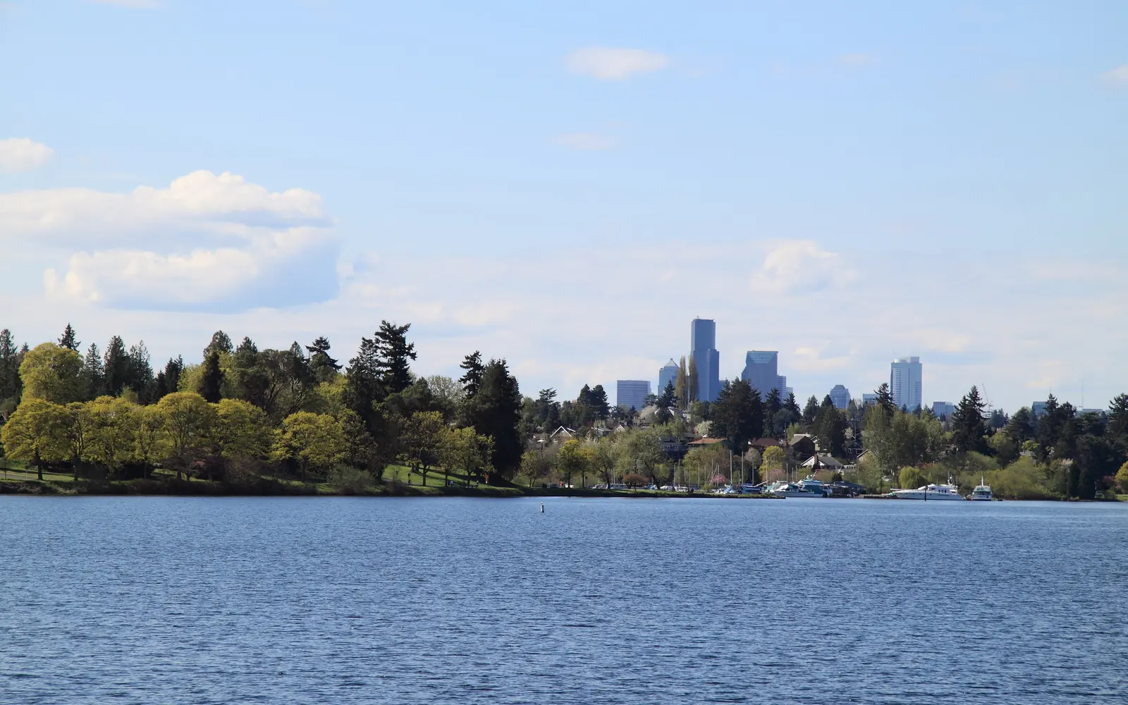 Lake Washington with the Seattle skyline on the far shore